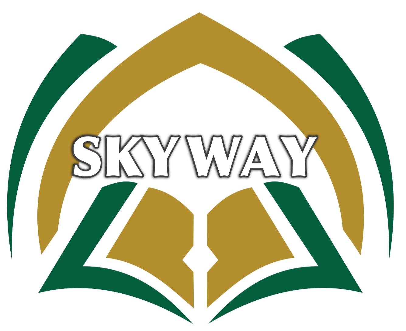 school logo hving name sky way in middle